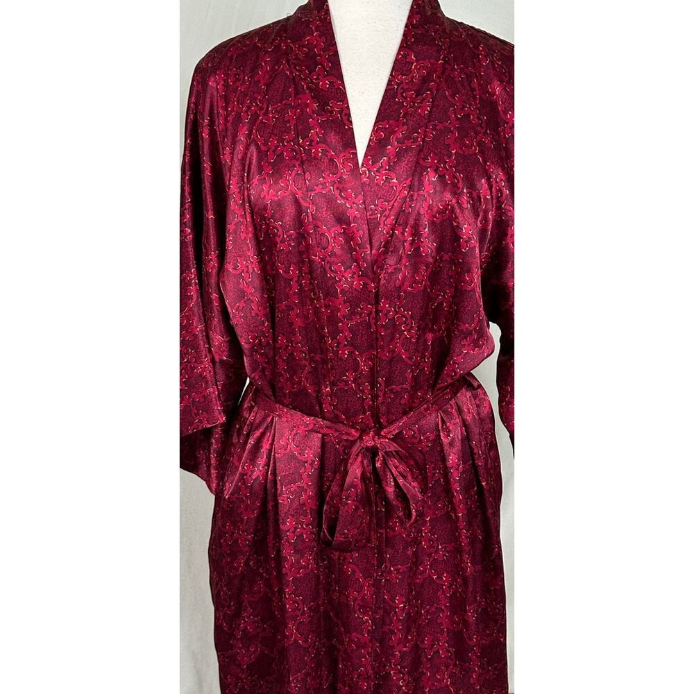 Sophia by Delicates Medium Raspberry Pink Floral Robe Polyester Pockets - Picture 4 of 11